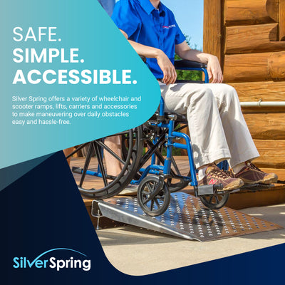 Silver Spring 26 In Adjustable Aluminum Wheelchair Door Threshold Ramp(Open Box)