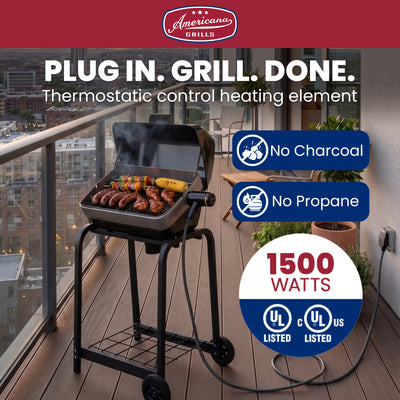 Americana Grills 3-Zone Cart Electric Grill, Outdoor Rolling Cart, Graphite - VMInnovations