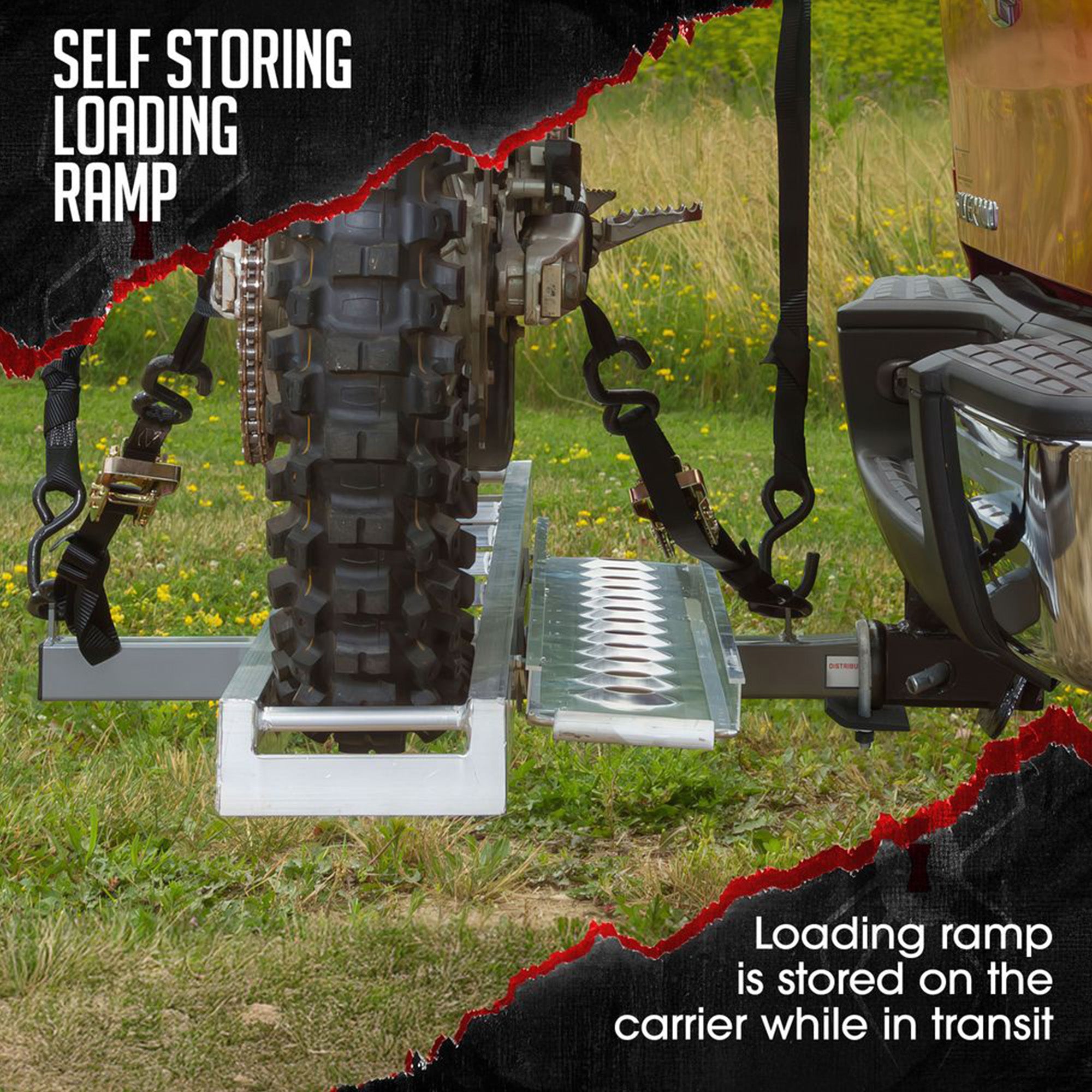 Black Widow Aluminum Dirt Bike Hitch Carrier with 6-Foot Ramp, 400 Lb (Open Box)