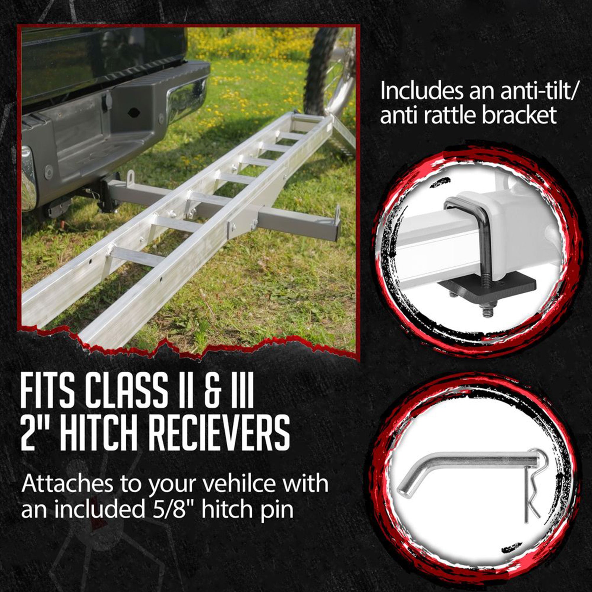 Black Widow Aluminum Dirt Bike Hitch Carrier with 6-Foot Ramp, 400 Lb (Open Box)
