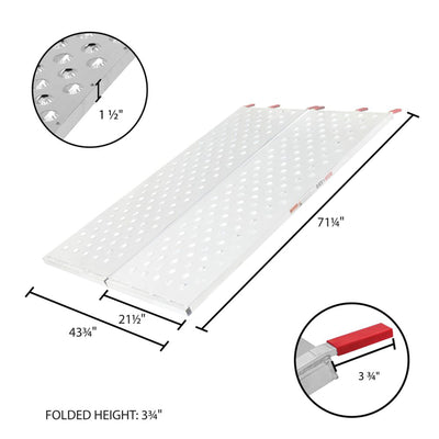 Black Widow 61.25" x 44" Aluminum Folding ATV Ramp, 1500 Lb Truck Loading Ramp