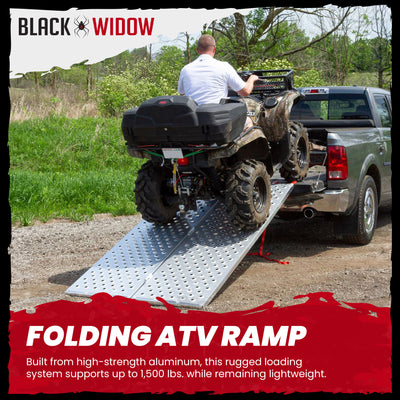 Black Widow 61.25" x 44" Aluminum Folding ATV Ramp, 1500 Lb Truck Loading Ramp - VMInnovations