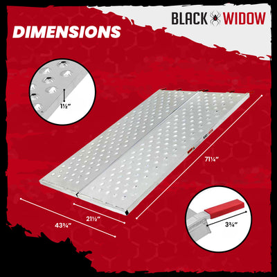 Black Widow 61.25" x 44" Aluminum Folding ATV Ramp, 1500 Lb Truck Loading Ramp - VMInnovations
