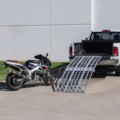 Black Widow 9' Aluminum Folding Motorcycle Ramp, 1500 Lb Ride-Up Loading Ramps