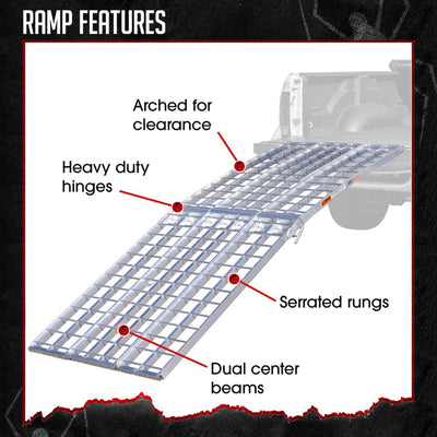 Black Widow 9' Aluminum Folding Motorcycle Ramp, 1500 Lb Ride-Up Loading Ramps