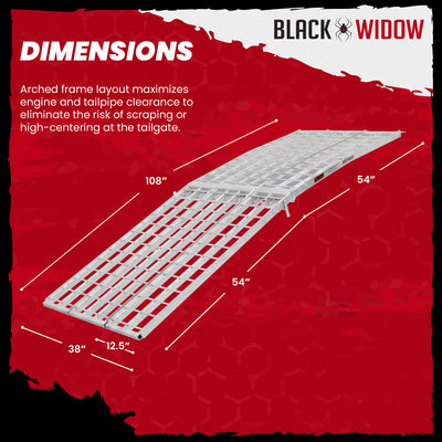 Black Widow 9' Aluminum Folding Motorcycle Ramp, 1500 Lb Ride-Up Loading Ramps - VMInnovations