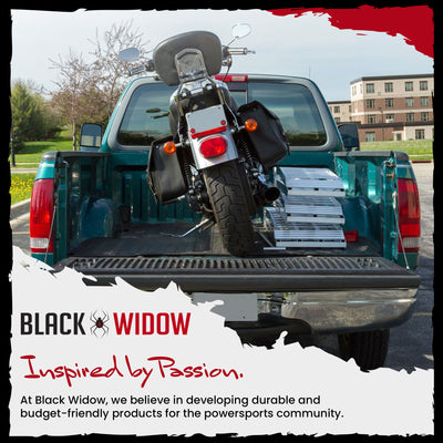 Black Widow 9' Aluminum Folding Motorcycle Ramp, 1500Lb Ride-Up Ramps (Open Box)