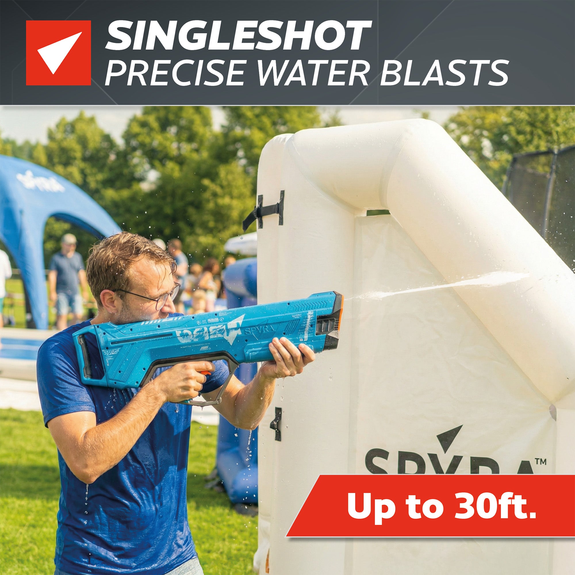 SPYRA SpyraDash Water Blaster, 700ml Long Range Toy Gun for Outdoor Games, Blue