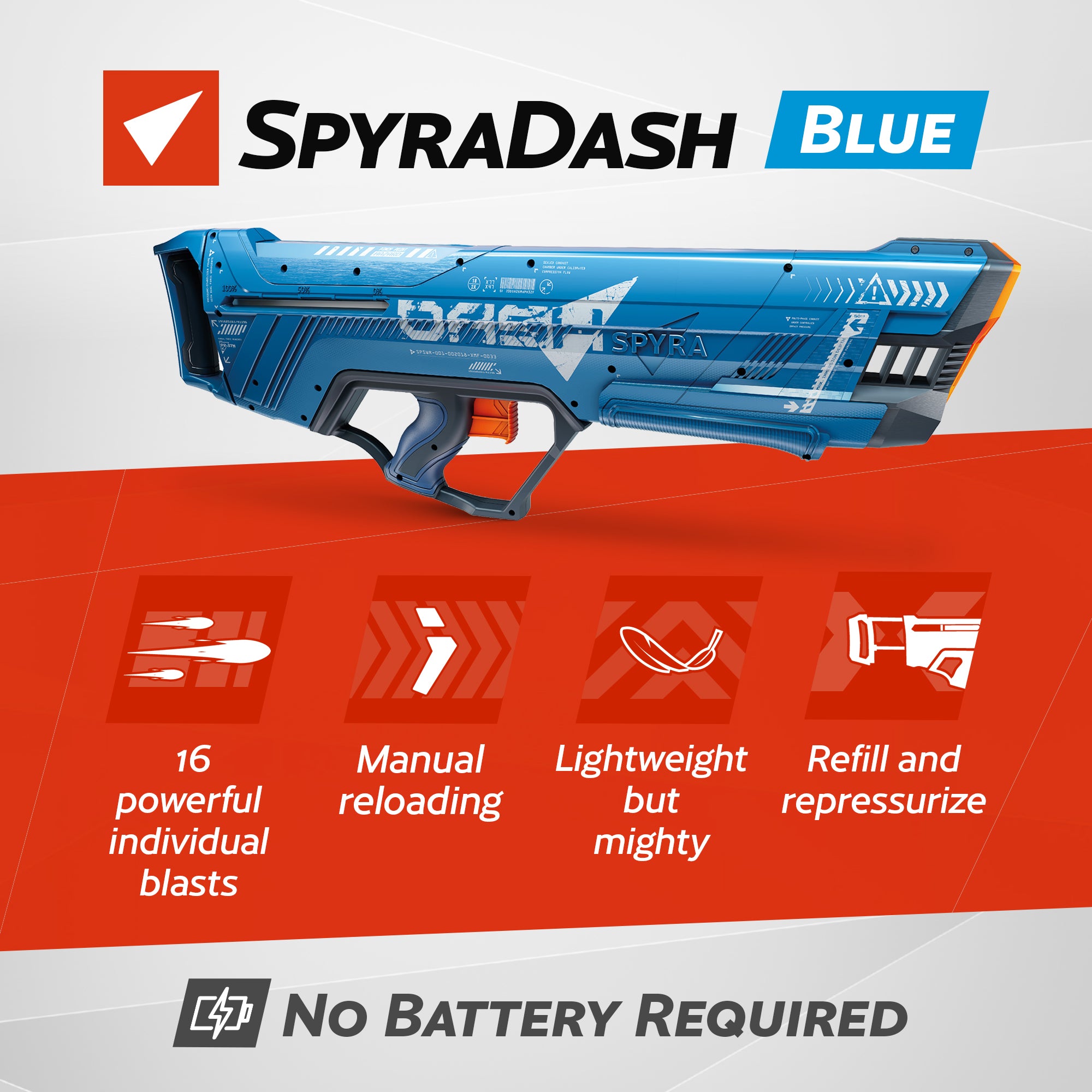 SpyraDash Water Blaster, 700ml Long Range Toy Gun for Outdoor Games, (Open Box) - VMInnovations