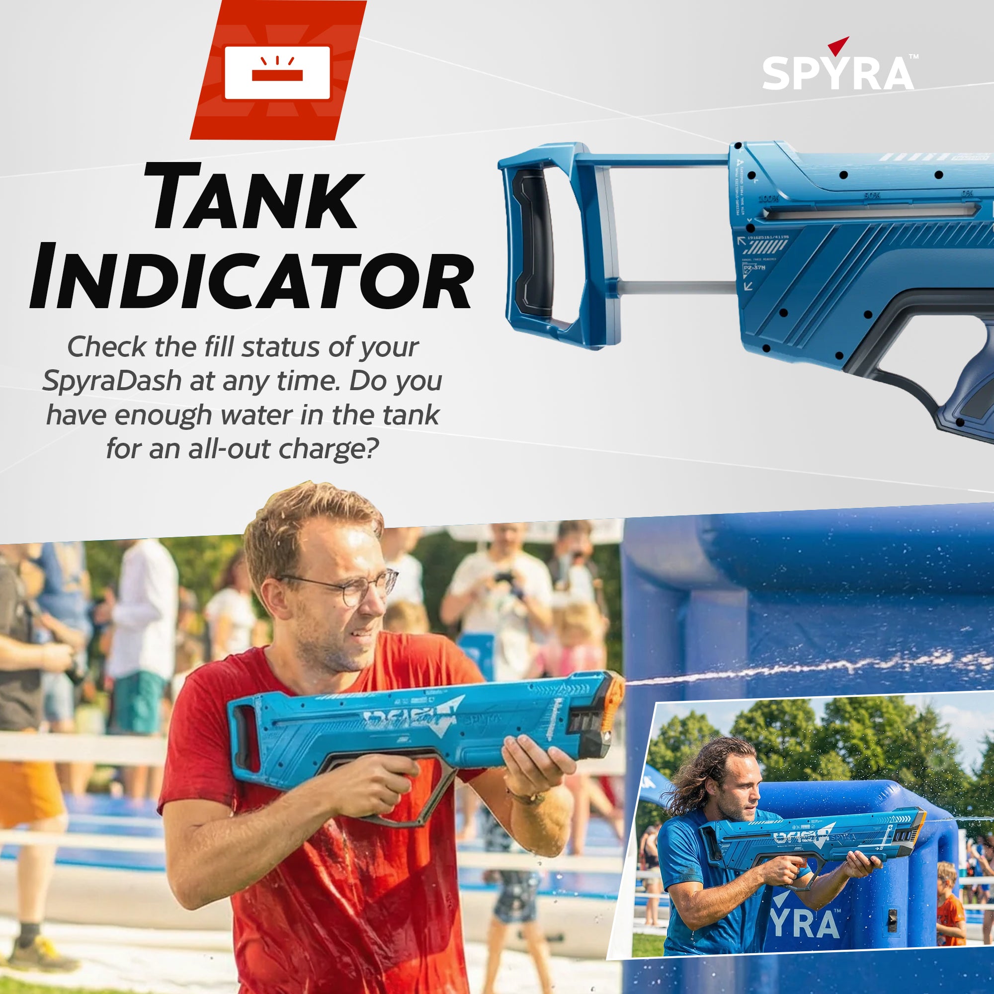 SpyraDash Water Blaster, 700ml Long Range Toy Gun for Outdoor Games, (Open Box) - VMInnovations