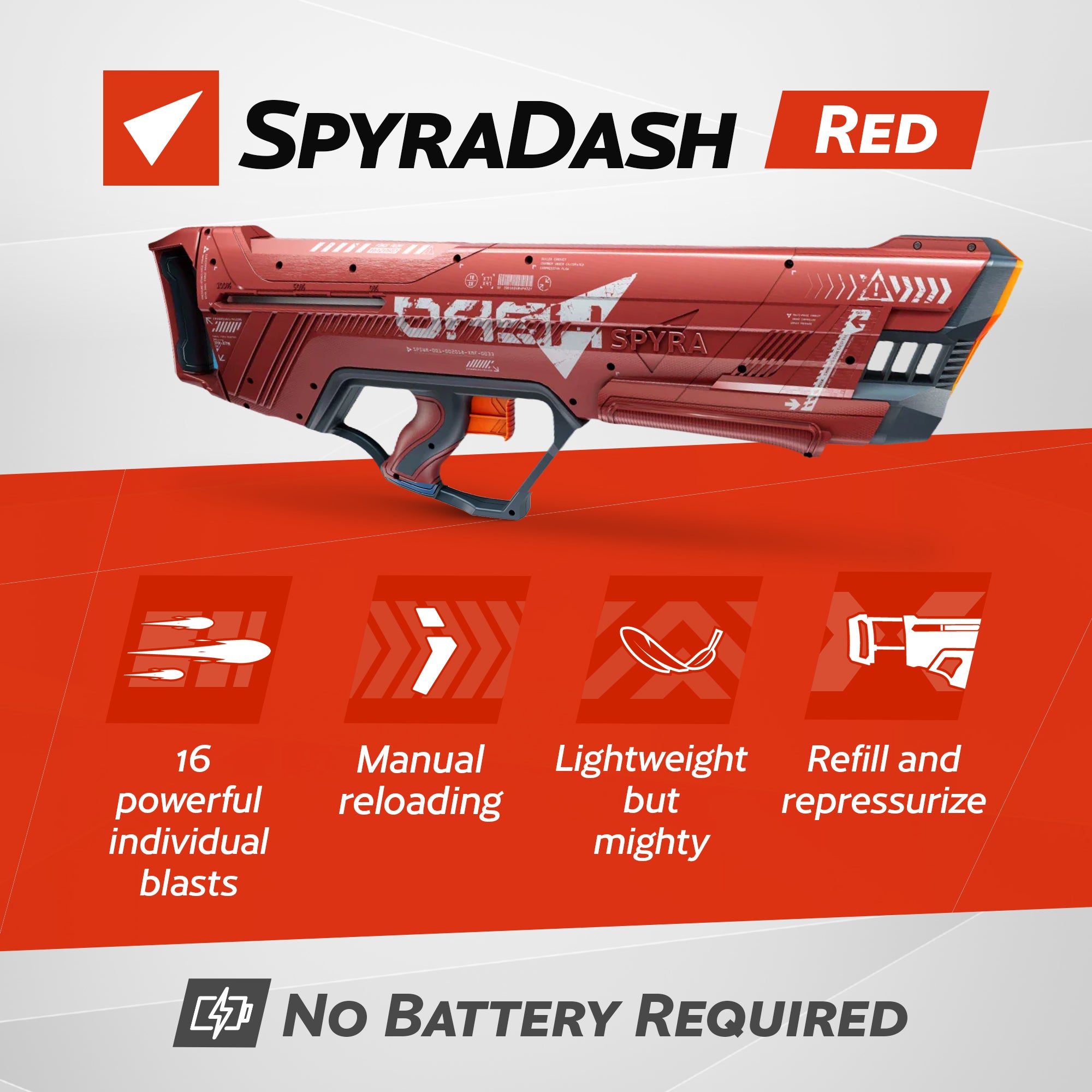 SPYRA SpyraDash Water Blaster, Long Range Toy Gun for Outdoor Games, (Open Box)