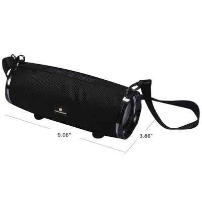 Max Power MPD189 Cyclone Rechargeable Bluetooth Speaker with Carry Strap, Black