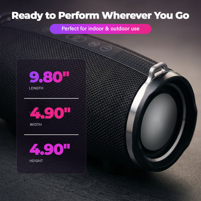 Max Power MPD189 Cyclone Rechargeable Bluetooth Speaker with Carry Strap, Black - VMInnovations