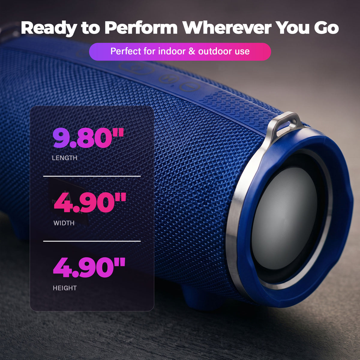 Max Power MPD189 Cyclone Rechargeable Bluetooth Speaker with Carry Strap, Blue - VMInnovations