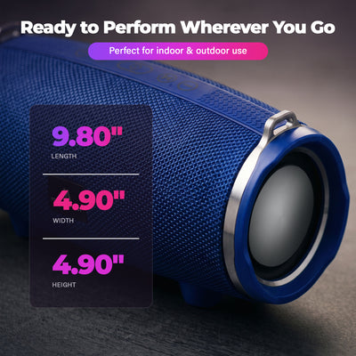 Max Power MPD189 Cyclone Rechargeable Bluetooth Speaker with Carry Strap, Blue - VMInnovations