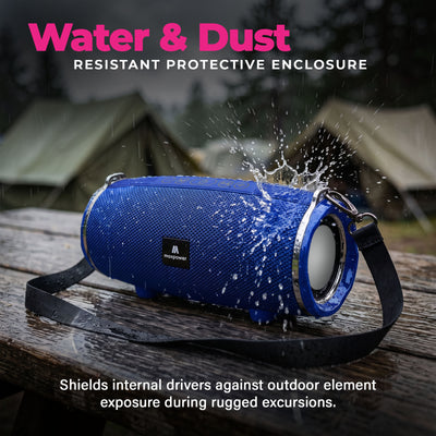 Max Power MPD189 Cyclone Rechargeable Bluetooth Speaker with Carry Strap, Blue - VMInnovations