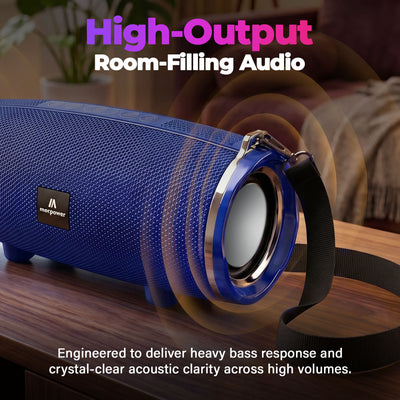 Max Power MPD189 Cyclone Rechargeable Bluetooth Speaker with Carry Strap, Blue - VMInnovations