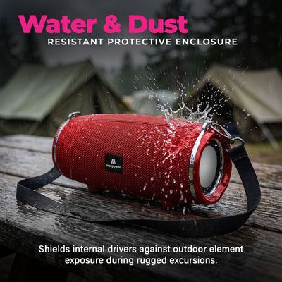Max Power MPD189 Cyclone Rechargeable Bluetooth Speaker with Carry Strap, Red - VMInnovations