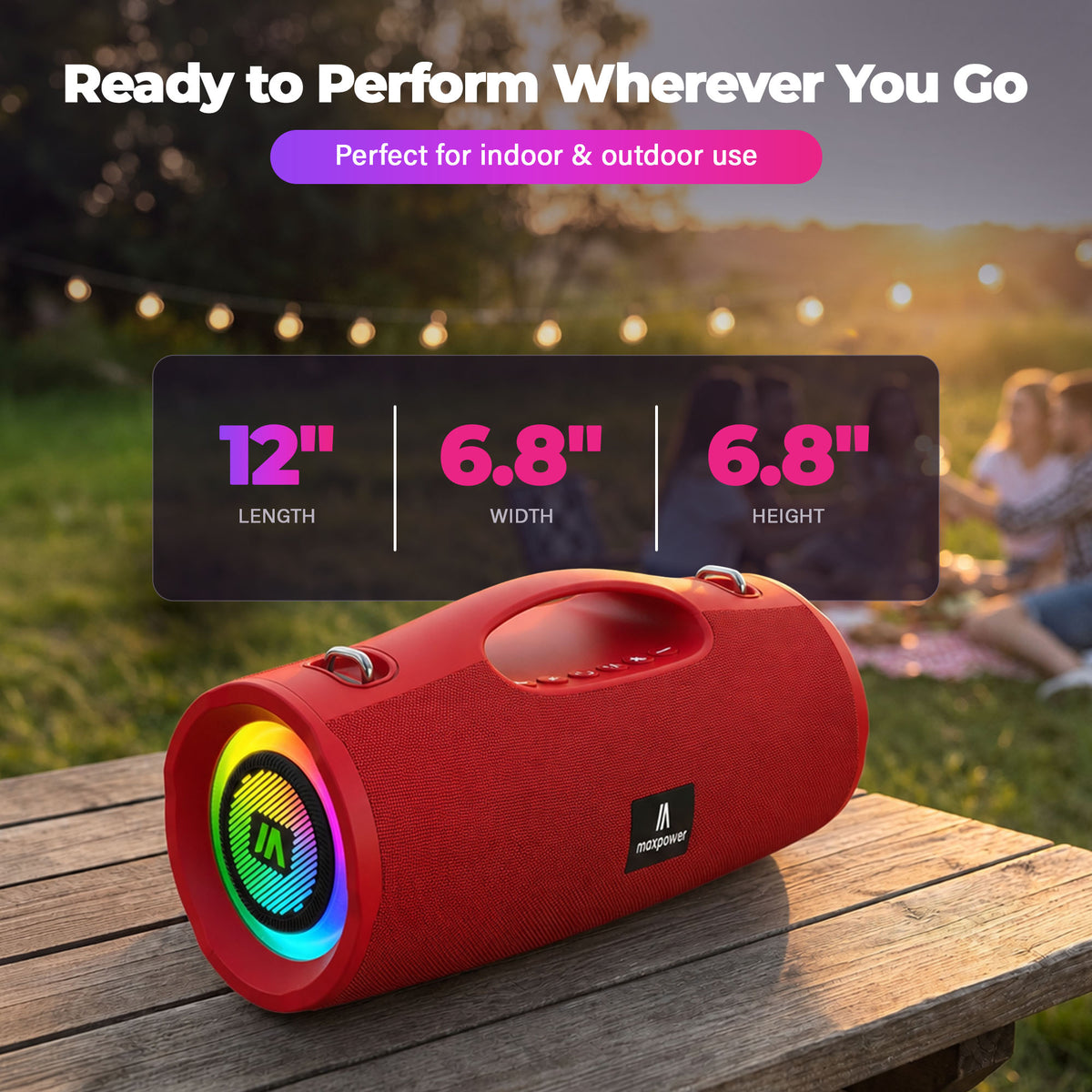 Max Power MPD437 Ultra Pro M2 Portable and Rechargeable Bluetooth Speaker, Red - VMInnovations