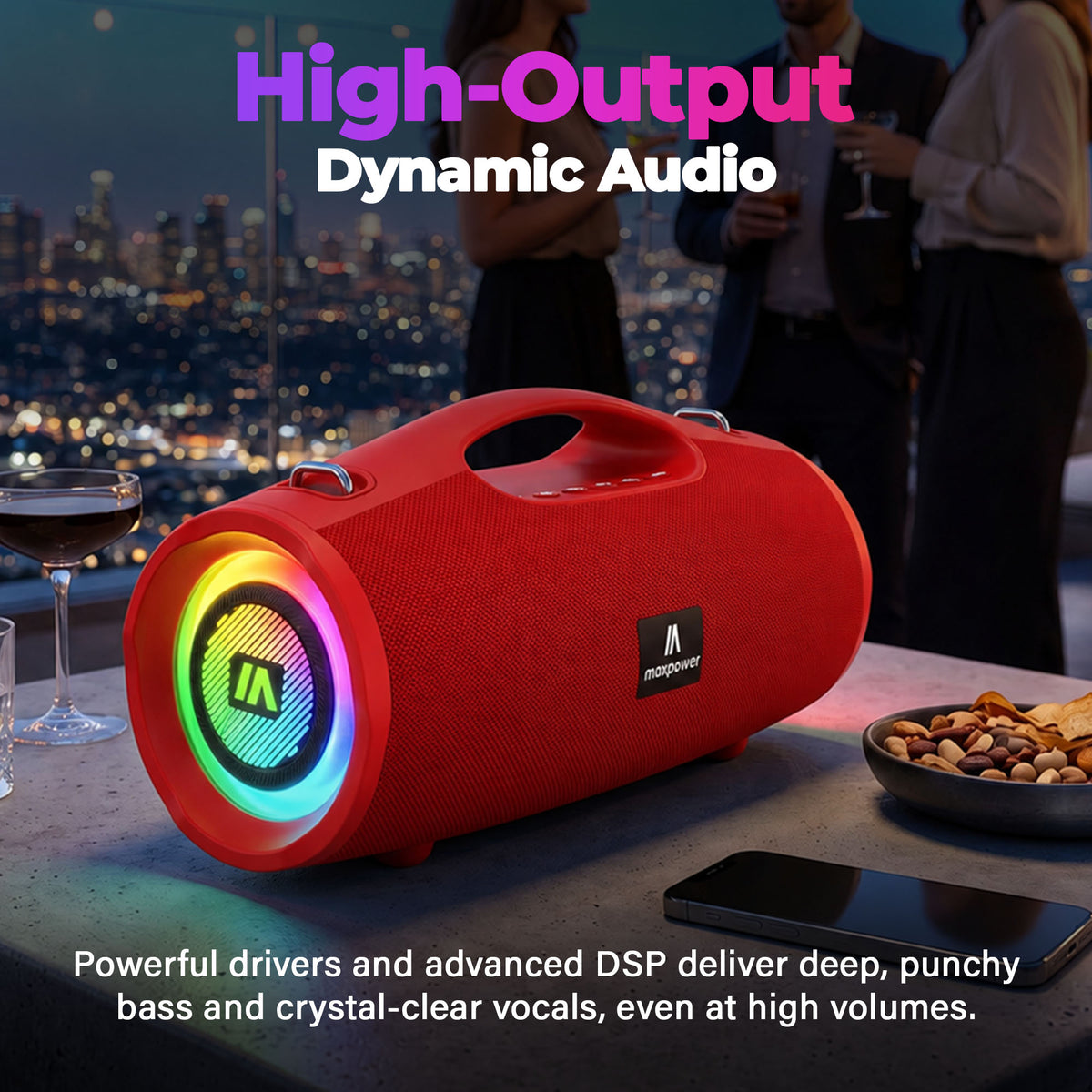 Max Power MPD437 Ultra Pro M2 Portable and Rechargeable Bluetooth Speaker, Red - VMInnovations