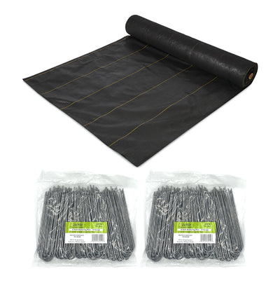 DeWitt P5 Pro 5 Landscape Weed Barrier & 2 Pack U-Shaped Rounded Top Anchor Pins