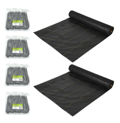 DeWitt 2 Pack P5 Pro 5 Weed Barrier & 4 Pack U-Shaped Rounded Top Anchor Pins