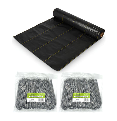 DeWitt Sunbelt Weed Barrier Ground Cover and 2 Pack Anchor Pins for Landscaping