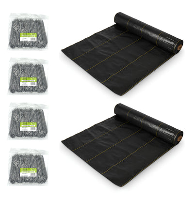 DeWitt 2 Pack Sunbelt Weed Barrier Cover and 4 Pack Anchor Pins for Landscaping