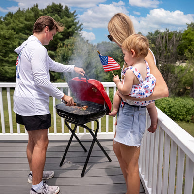 Americana Walk-A-Bout 4250 Series Portable Charcoal Grill, Preassembled, Red - VMInnovations