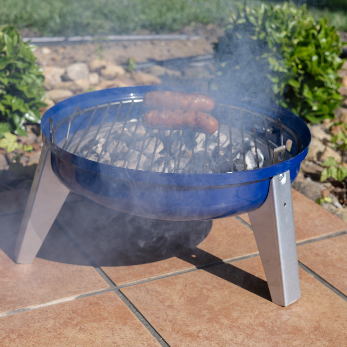 Americana Grills Wherever Grill, 2-in-1 Electric Charcoal Outdoor Grill, Blue - VMInnovations