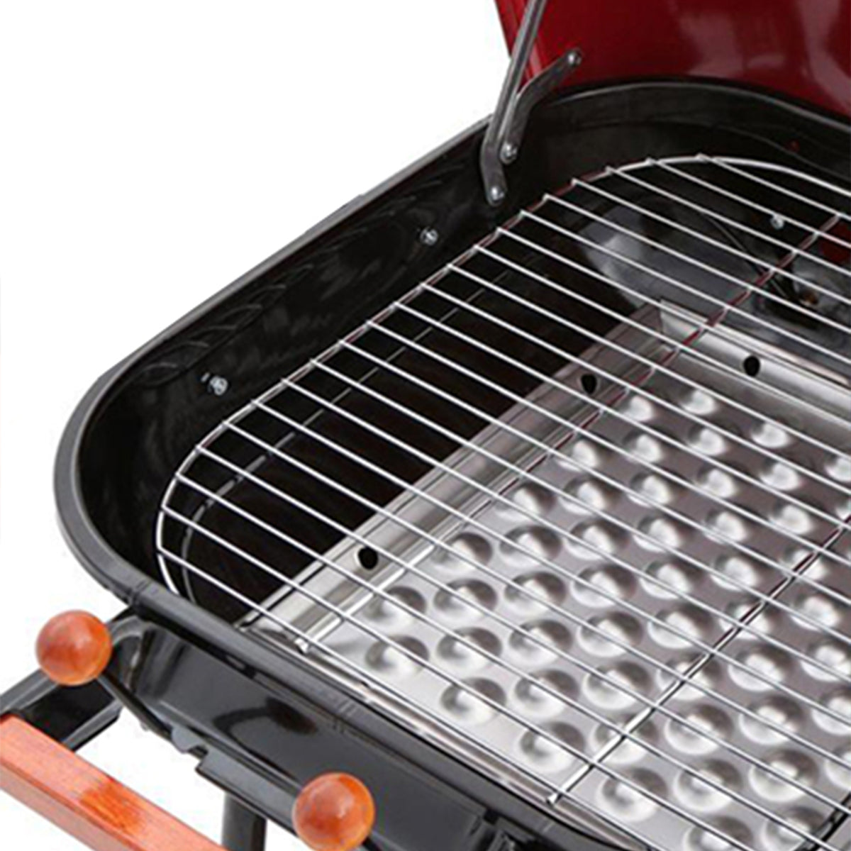 Americana The Swinger Portable Charcoal Grill, Outdoor BBQ with Wheels, Red - VMInnovations
