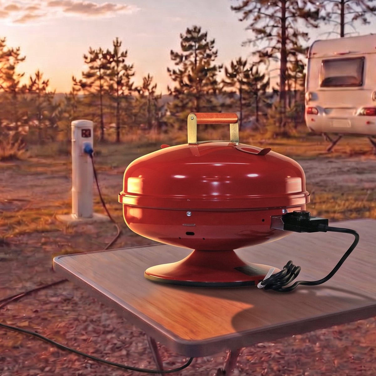 Americana Grills Lock N' Go Electric Grill for Outdoor Cooking, Red (Open Box)