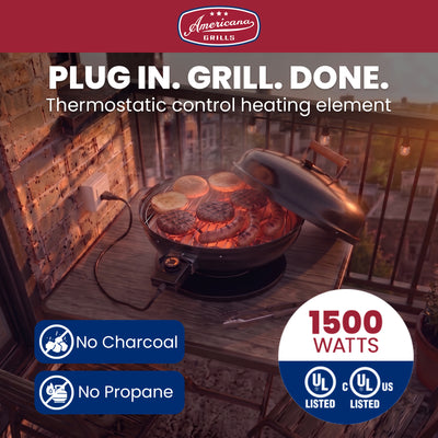 Americana Grills Lock N' Go Electric Grill, Portable for Outdoor Cooking, Black - VMInnovations