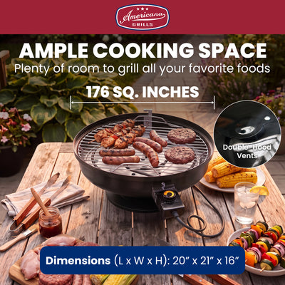 Americana Grills Lock N' Go Electric Grill, Portable for Outdoor Cooking, Black - VMInnovations