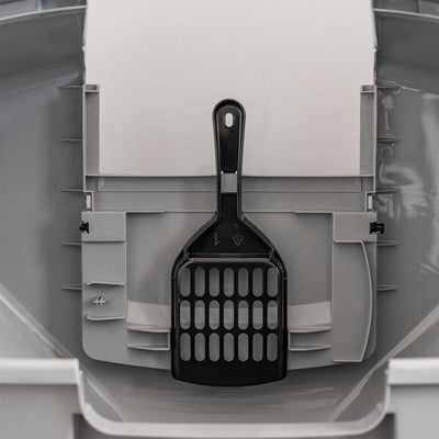 Litter Genie Covered Corner Cat Litter Box w/ Front Door Flap, Scoop w/ Handles - VMInnovations