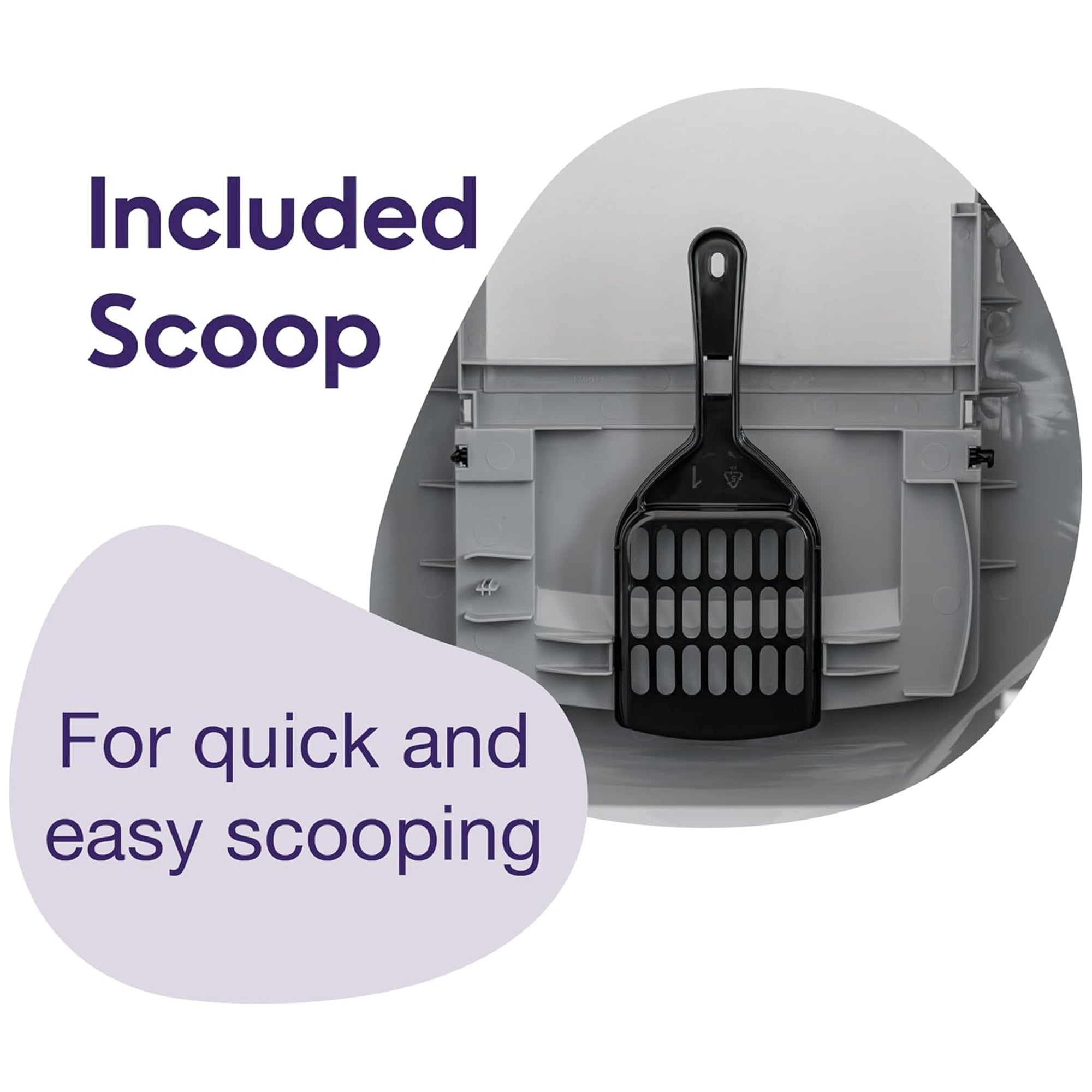 Litter Genie Covered Corner Cat Litter Box w/ Front Door Flap, Scoop w/ Handles - VMInnovations