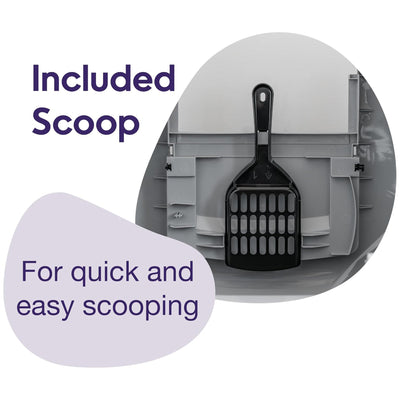 Litter Genie Covered Corner Cat Litter Box w/ Front Door Flap, Scoop w/ Handles - VMInnovations