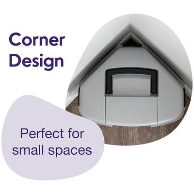 Litter Genie Covered Corner Cat Litter Box w/ Front Door Flap, Scoop w/ Handles - VMInnovations