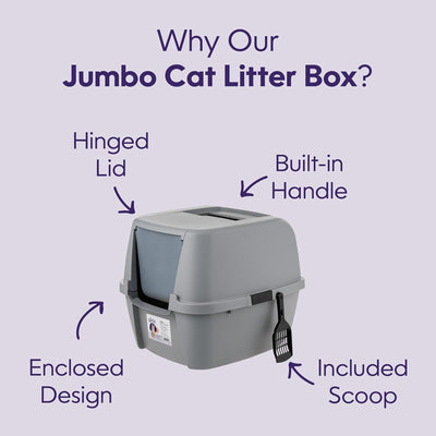 Litter Genie Covered Cat Litter Box with Front Door Flap Scoop with Handles - VMInnovations