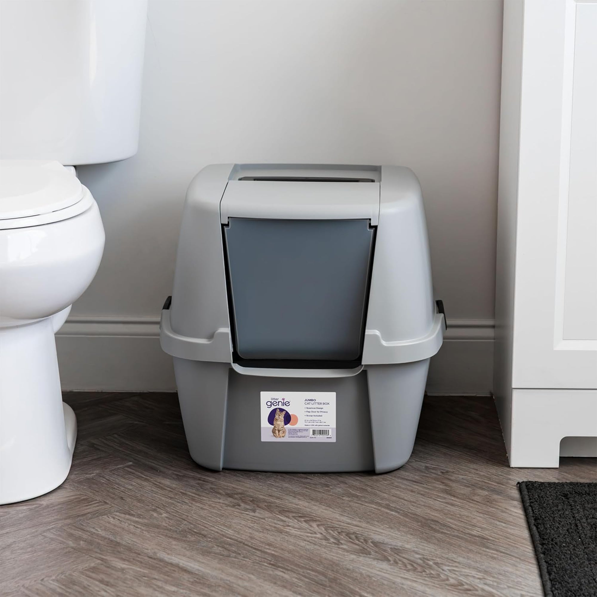 Litter Genie Covered Cat Litter Box with Front Door Flap Scoop with Handles - VMInnovations