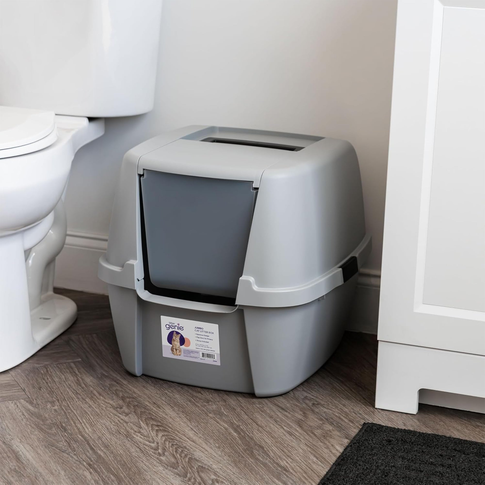 Litter Genie Covered Cat Litter Box with Front Door Flap Scoop with Handles - VMInnovations