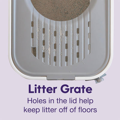 Litter Genie Large Cat Litter Box, Top Entry w/ Catching Lid & Scoop, White/Gray - VMInnovations