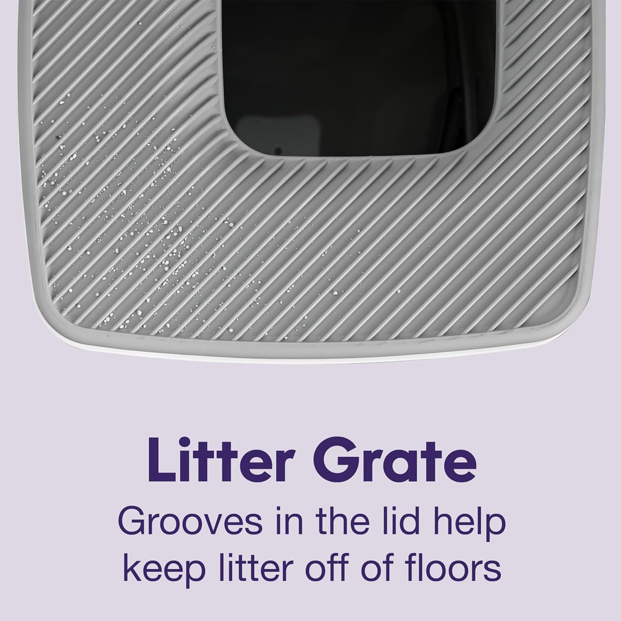 Litter Genie Cat Litter Box, Square Top Entry w/Catching Lid & Scoop, White/Gray - VMInnovations