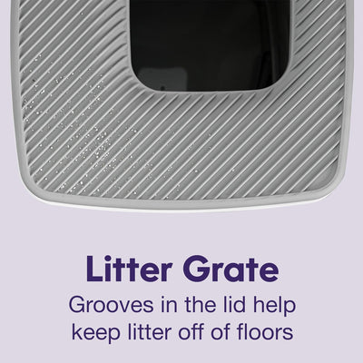 Litter Genie Cat Litter Box, Square Top Entry w/Catching Lid & Scoop, White/Gray - VMInnovations