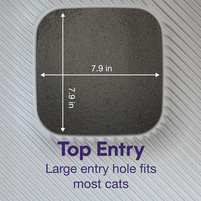 Litter Genie Cat Litter Box, Square Top Entry w/Catching Lid & Scoop, White/Gray - VMInnovations