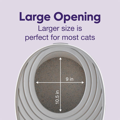 Litter Genie Cat Litter Box, Round Top Entry w/ Catching Lid & Scoop, White/Gray - VMInnovations