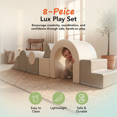 KIDKII Lux Play Set 8-Piece Foam Climbing & Motor Skill Play Kit, Grey/White - VMInnovations