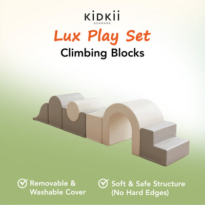 KIDKII Lux Play Set 8-Piece Foam Climbing & Motor Skill Play Kit, Grey/White - VMInnovations