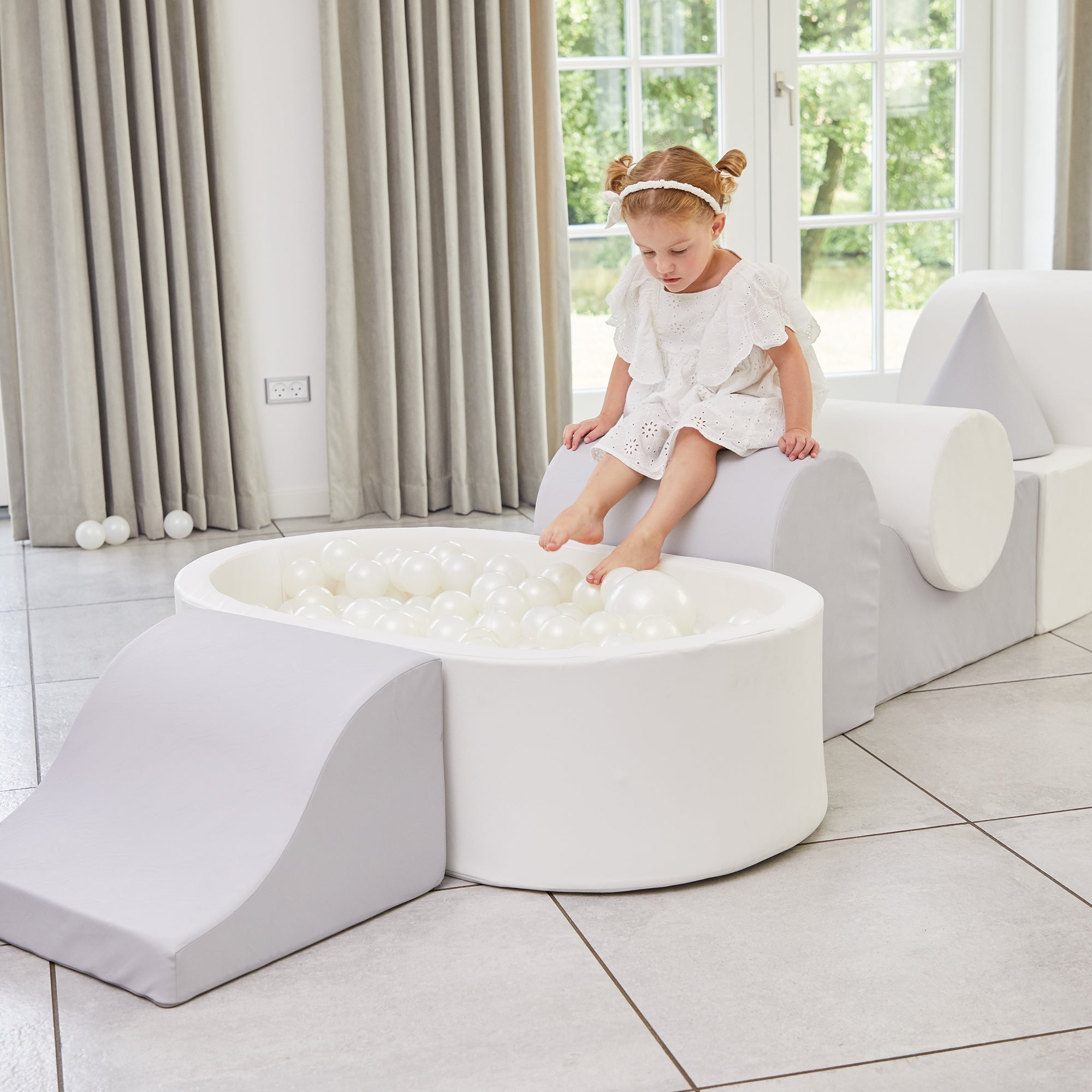KIDKII Lux Play Set 9-Piece Foam Climbing & Motor Skill Play Kit, Grey/White - VMInnovations