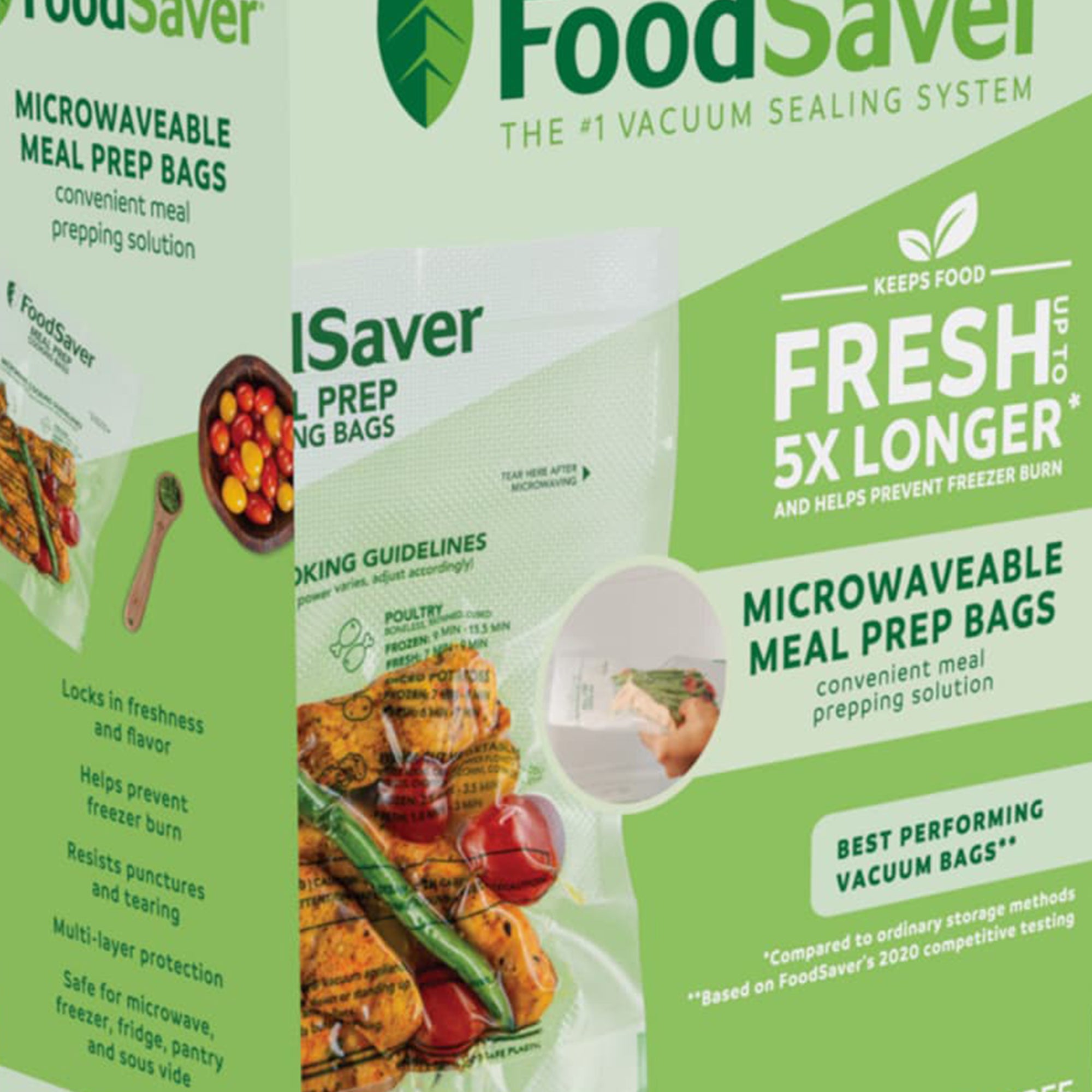 FoodSaver 32-Count Microwavable Meal Prep Vacuum Seal Bags, Leakproof, 1 Quart